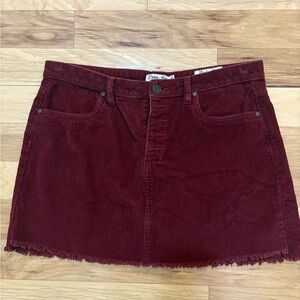 Indigo Rein Corduroy Mini Skirt - Burgundy